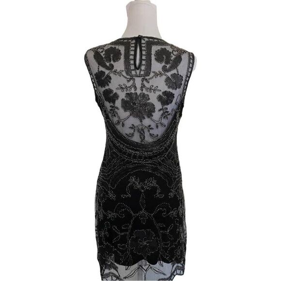 𝅺main Strip Beaded Sequin Dress Black Sleeveless Size L New With Tags - Picture 2 of 9